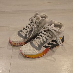 Adidas Gray and White High-Top Sneakers with Multicolor Sole Mens 7.5 Basketball